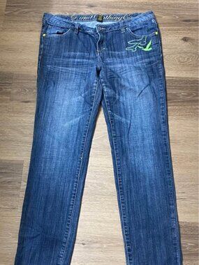 RARE Vintage Y2K G-Unit Clothing Co. Jeans in a unique dark-wash denim / lime
